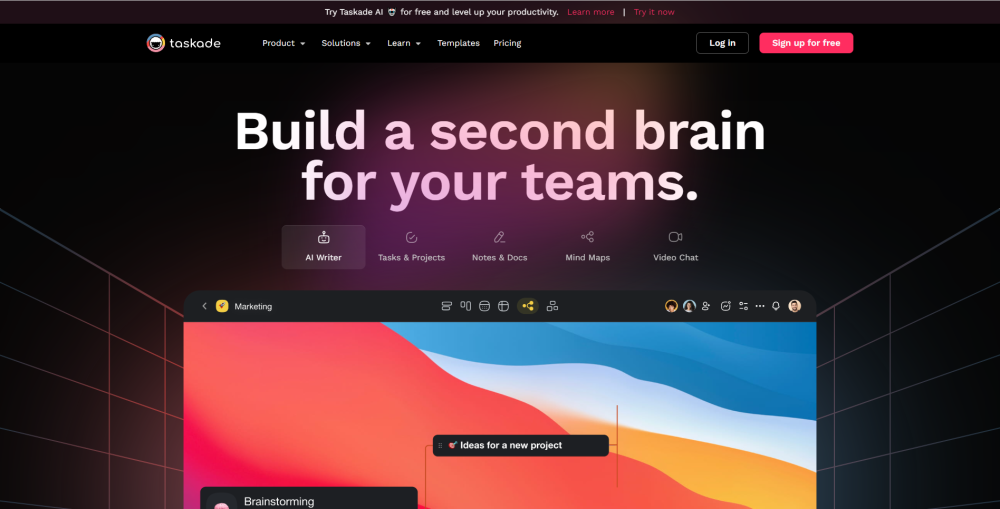 Taskade website screenshot