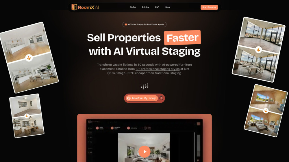 Roomx Ai website screenshot