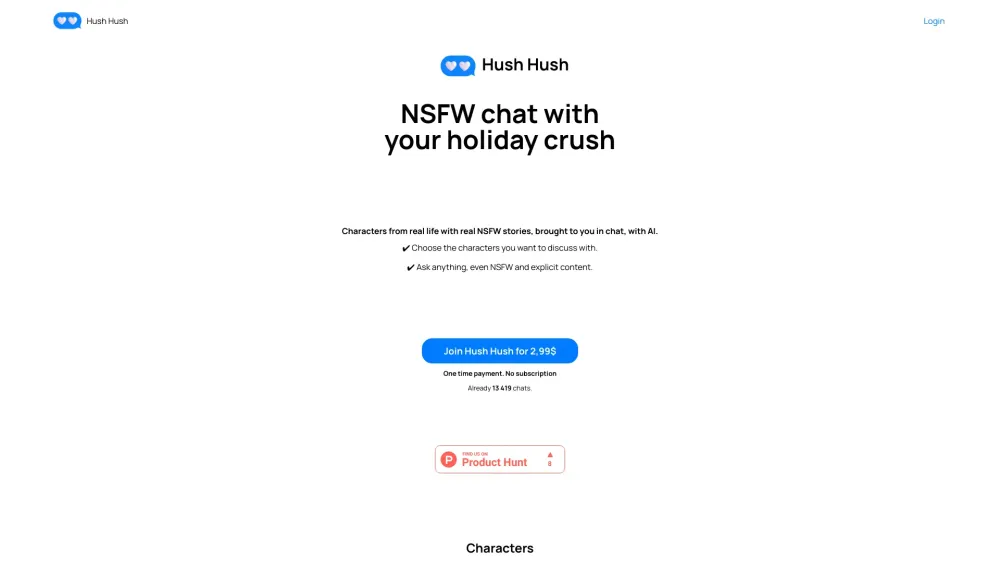 Hush Hush website screenshot