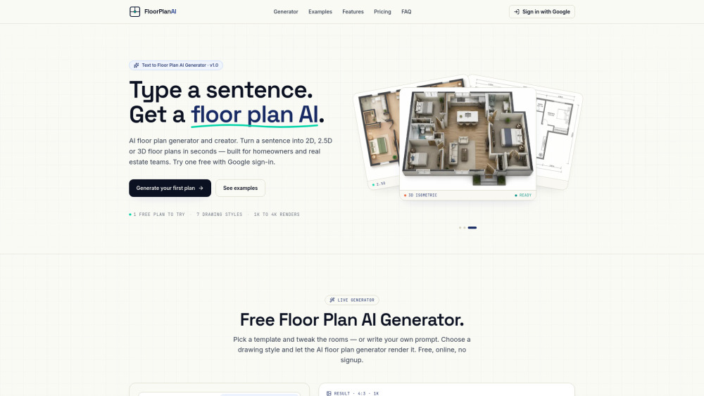 Floor Plan Ai 1 website screenshot