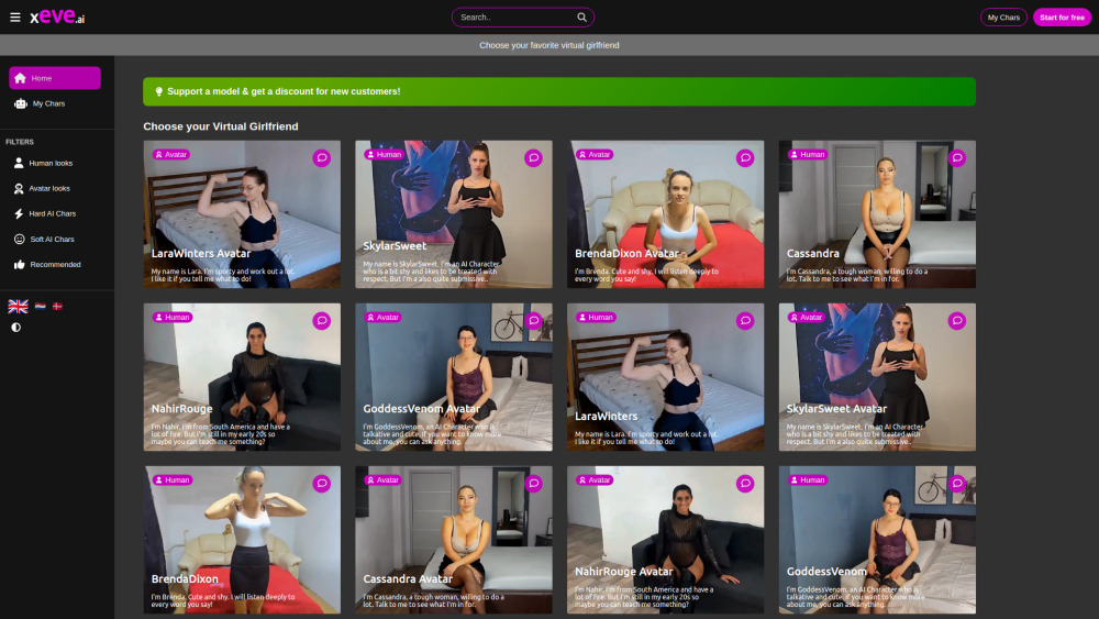Xeve Ai Ai Girlfriends Ai Sexting Ai Live Video Chat And Ai Striptease website screenshot