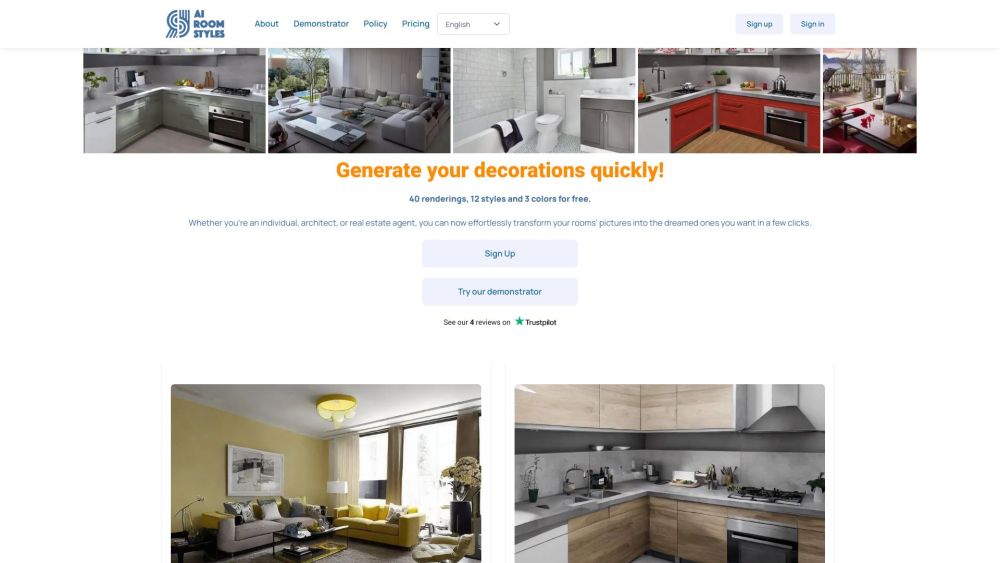 Ai Room Styles website screenshot