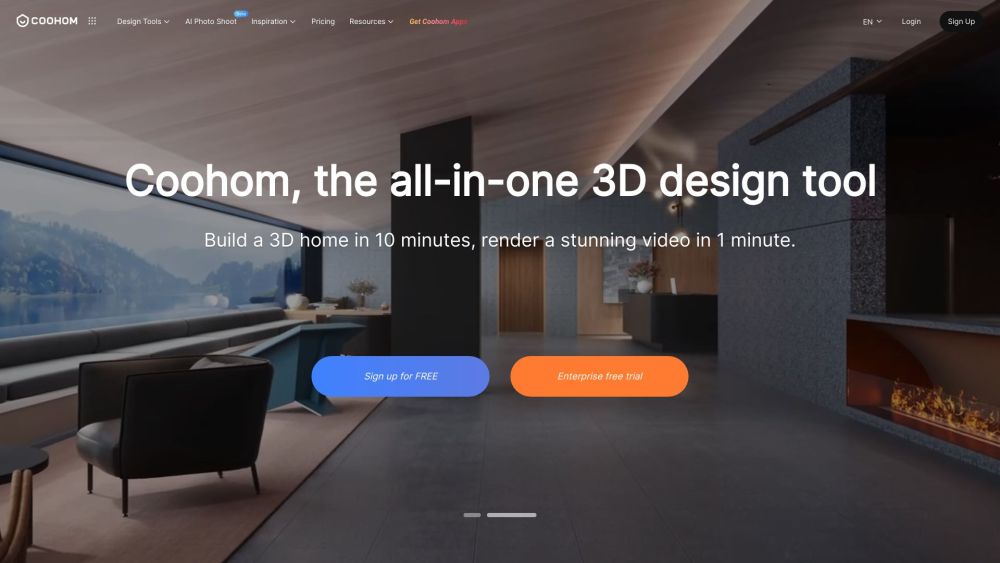 Coohom 3D Home Interior Design Ai Tool website screenshot