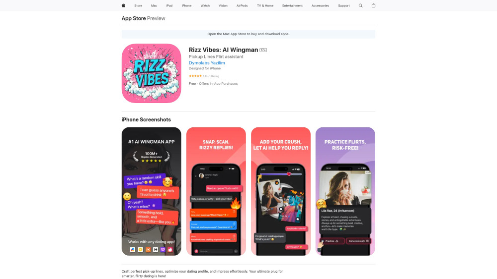 Rizz Vibes Ai Wingman website screenshot
