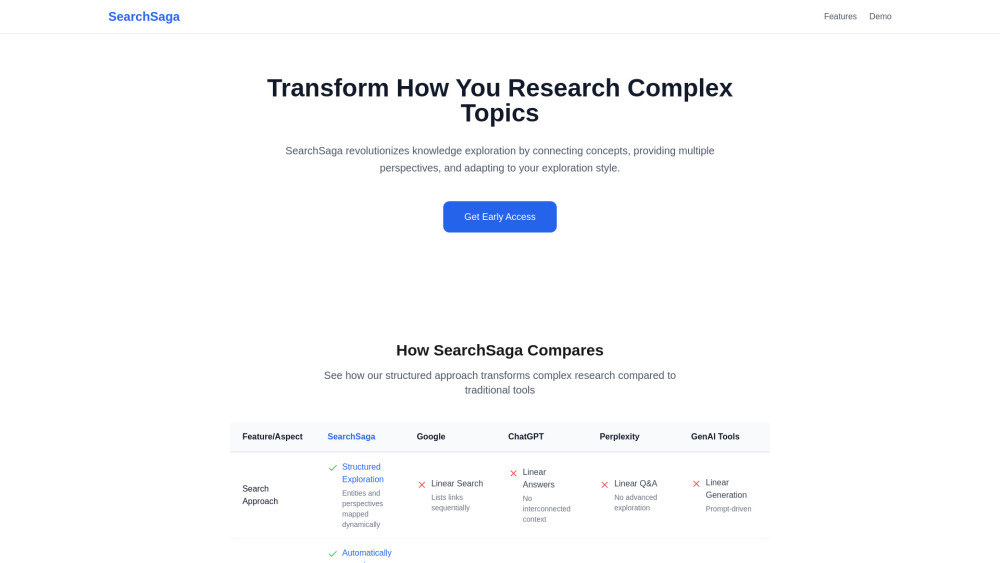 Searchsaga website screenshot