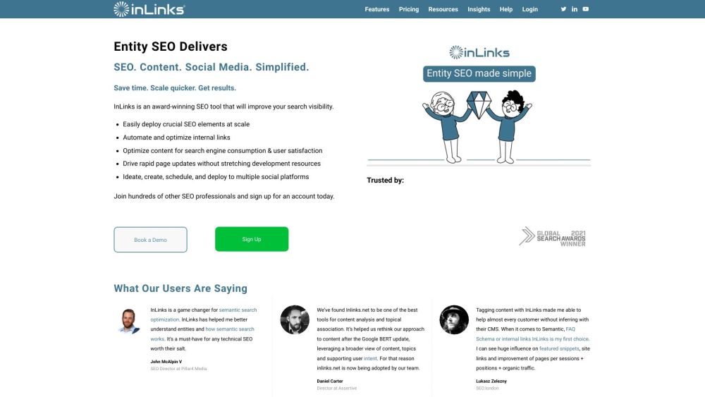 Inlinks website screenshot