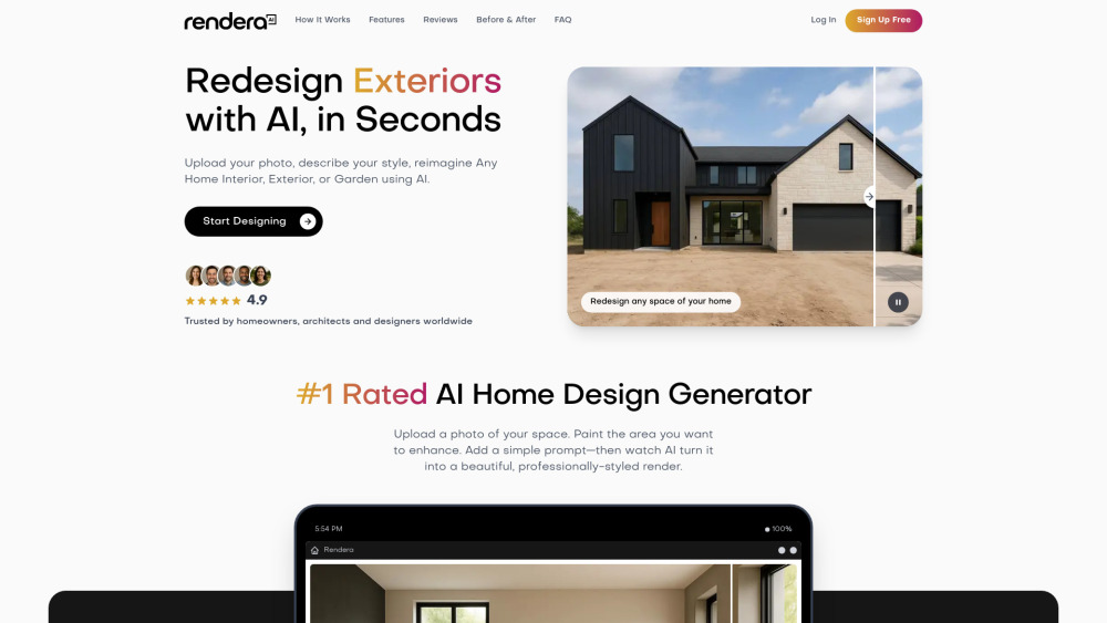 Rendera Ai website screenshot