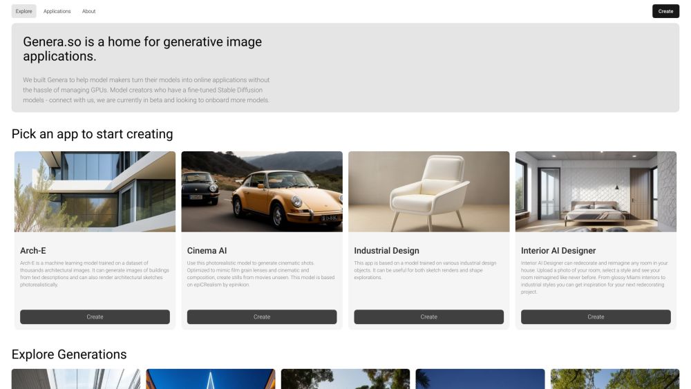 Genera website screenshot