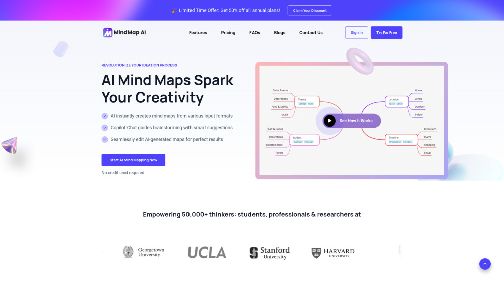 Mindmap Ai App website screenshot