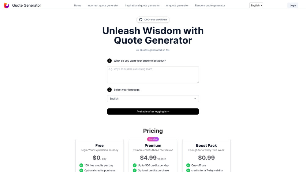 Quote Generator website screenshot