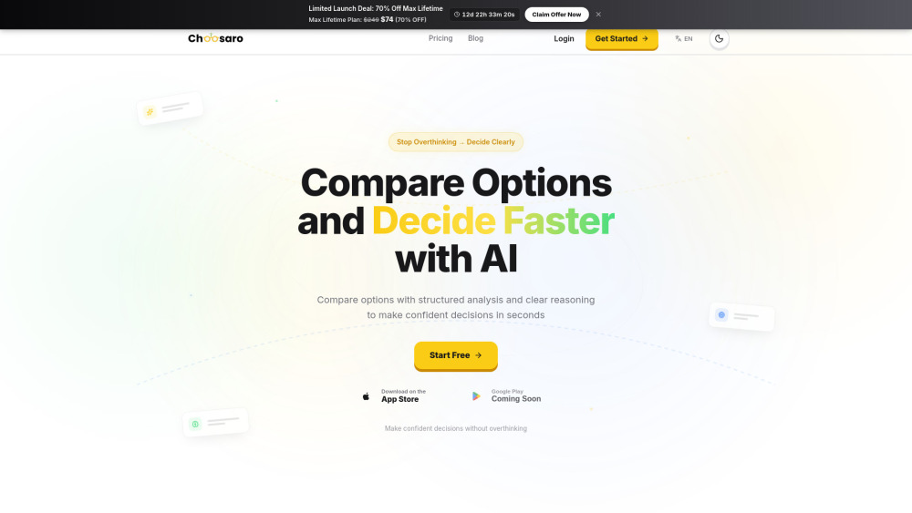Choosaro website screenshot