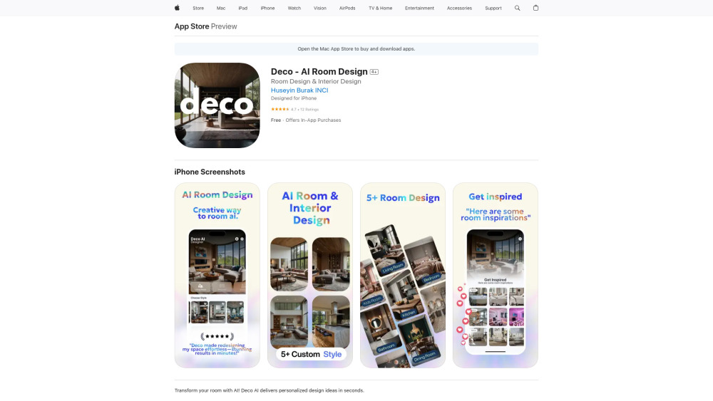 Deco Ai Room Design website screenshot