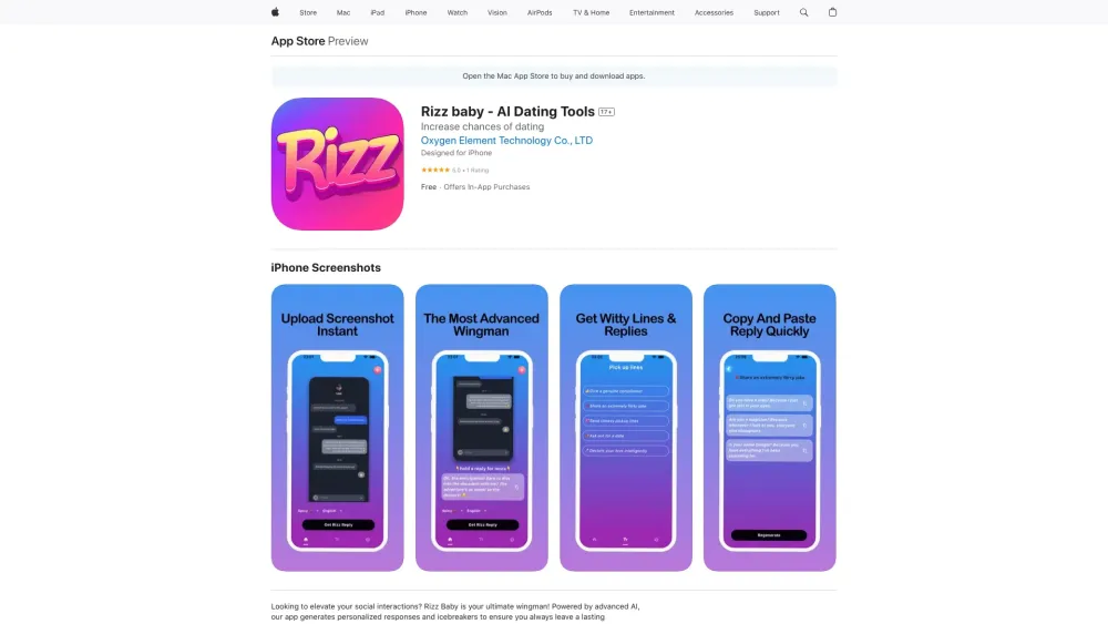 Rizz Baby Ai Dating Tools website screenshot
