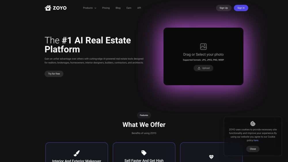 Zoyo website screenshot
