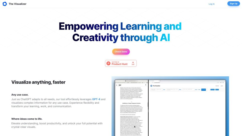 The Visualizer website screenshot