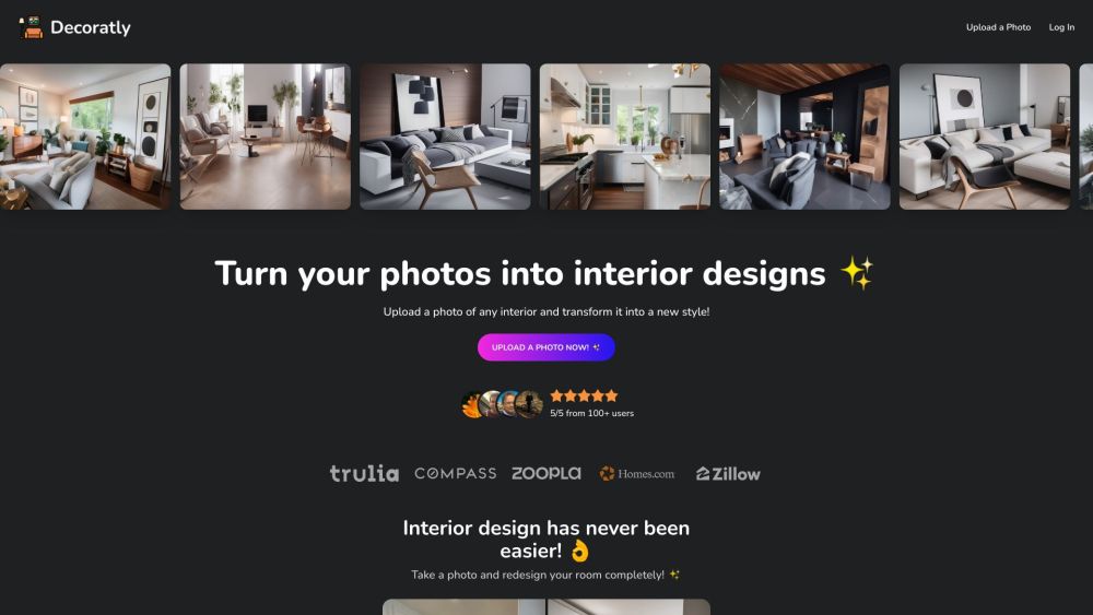 Turn Photos Into Interior Design Ideas website screenshot