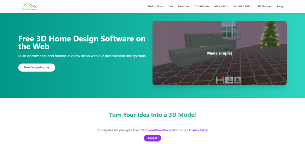 3D House Planner website screenshot