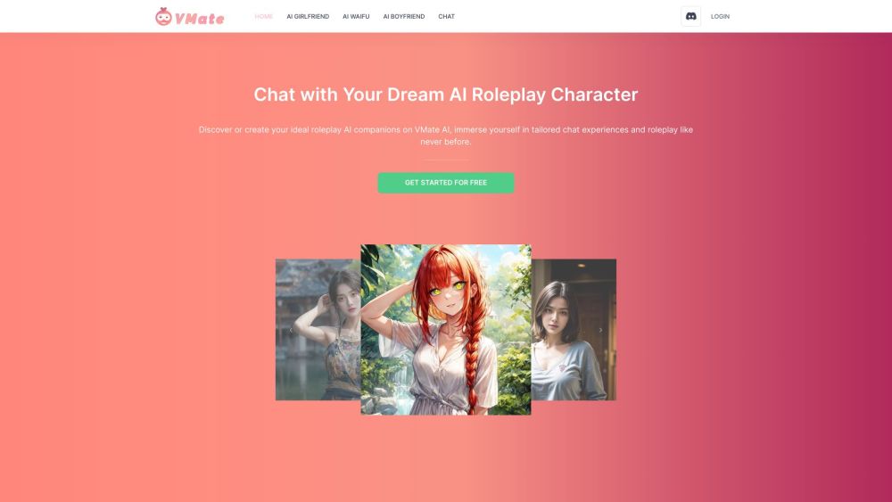 Vmate Ai Roleplay Chatbot website screenshot