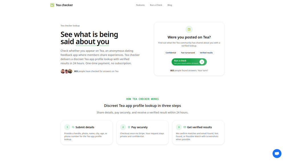 Tea Checker website screenshot