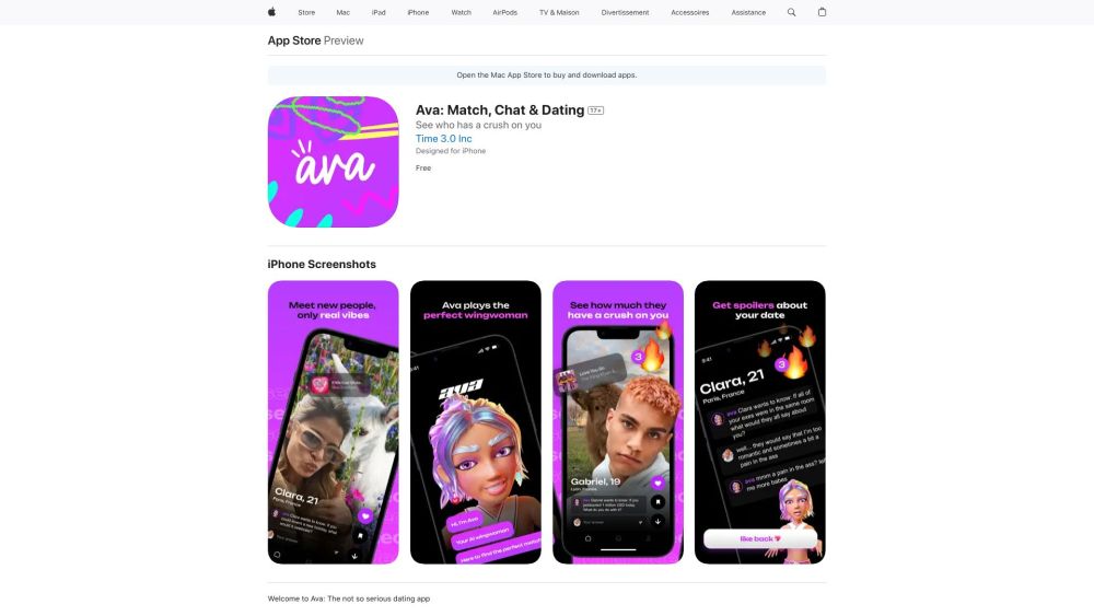 Ava Ai Powered Dating website screenshot