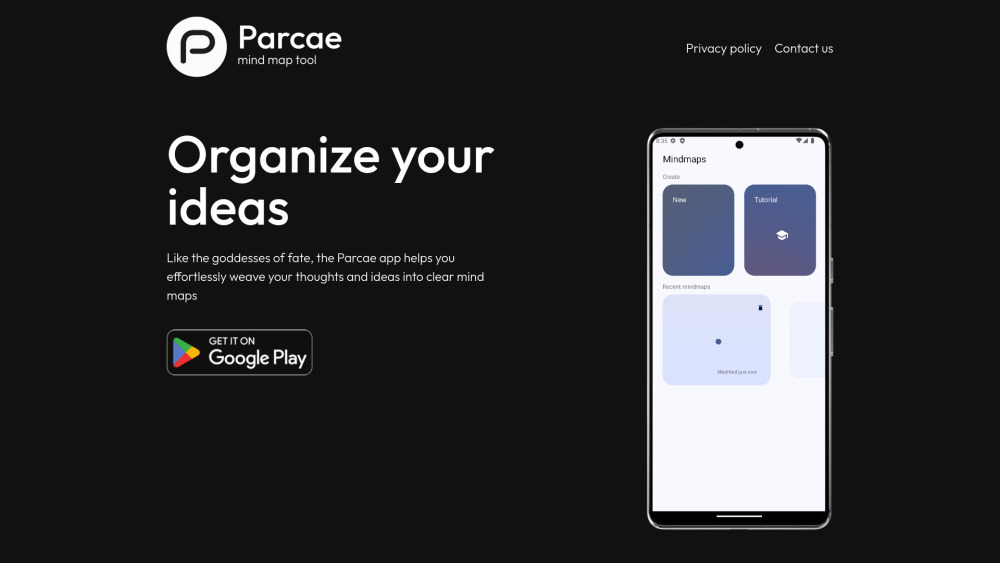 Parcae Ai Mind Map Creator website screenshot