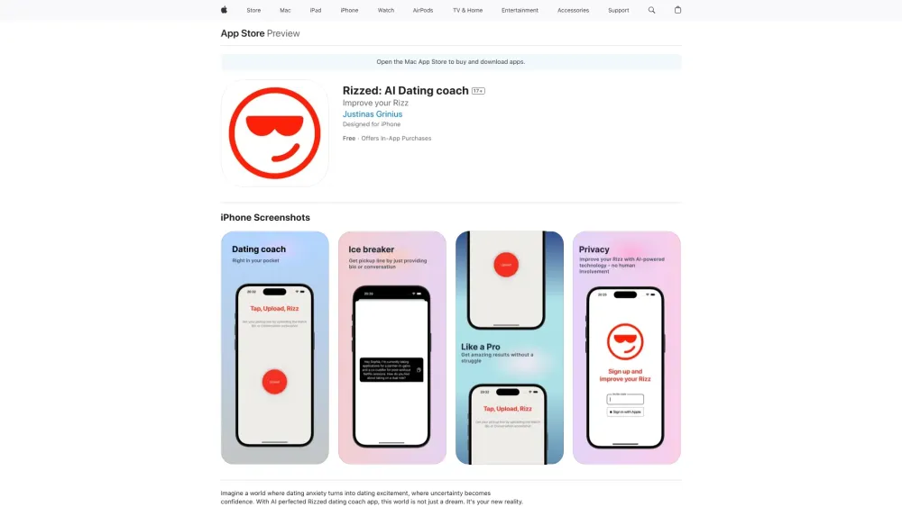 Rizzed Ai Dating Coach website screenshot