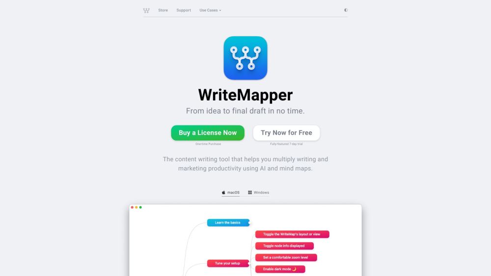Writemapper 4 website screenshot