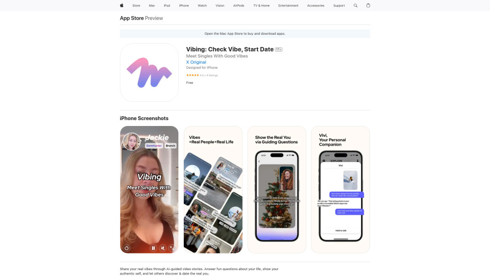 Vibing website screenshot