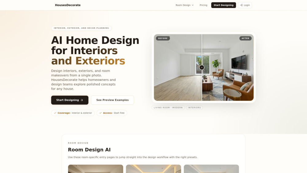 Housesdecorate website screenshot