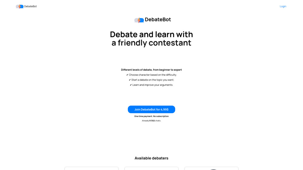Debatebot website screenshot