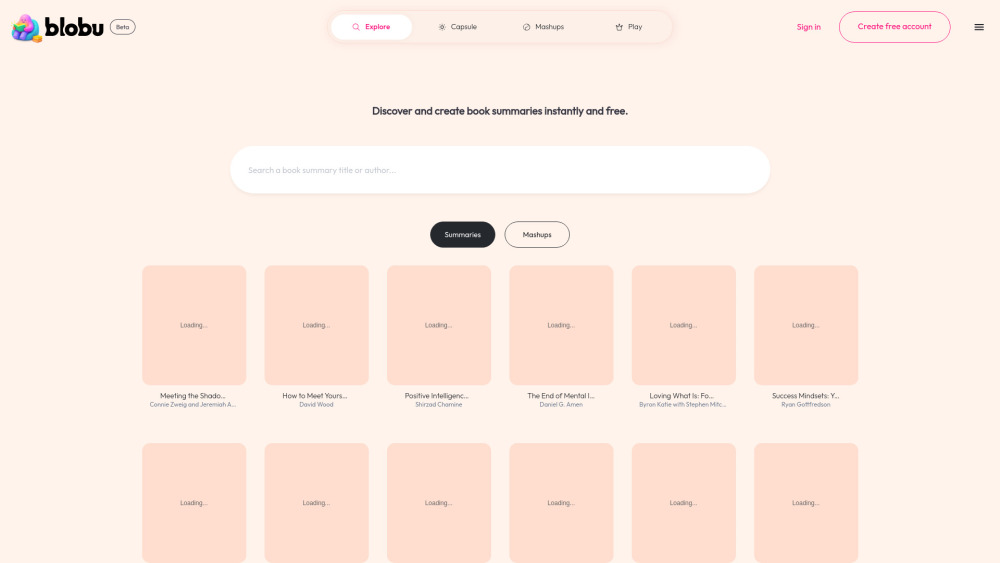 Blobu Ai website screenshot