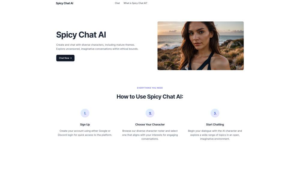 Spicy Chat Ai website screenshot