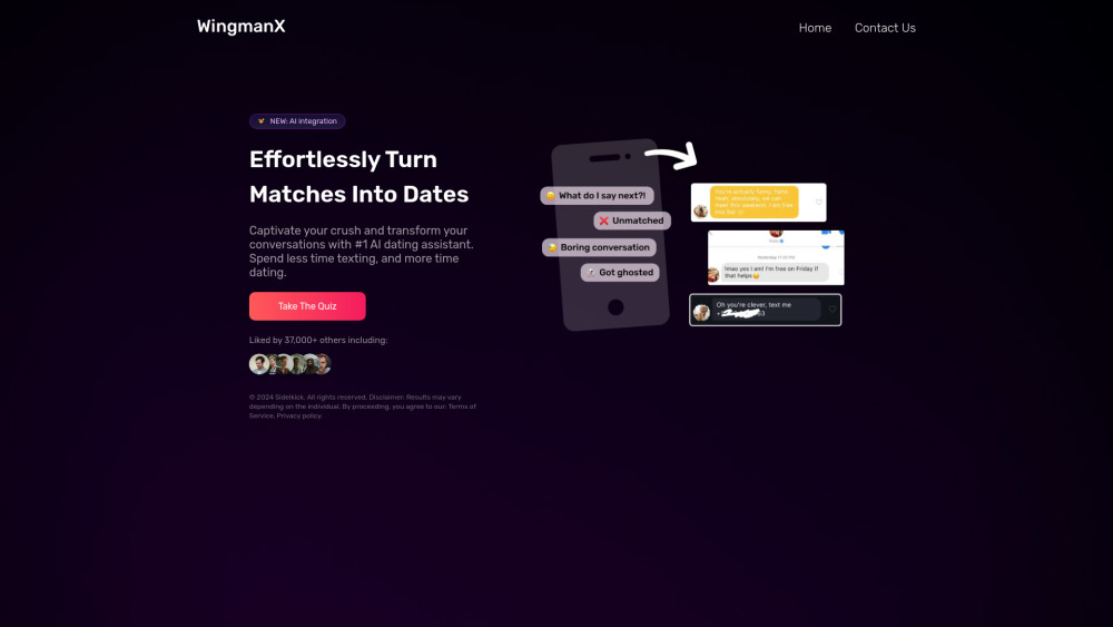 Wingmanx website screenshot