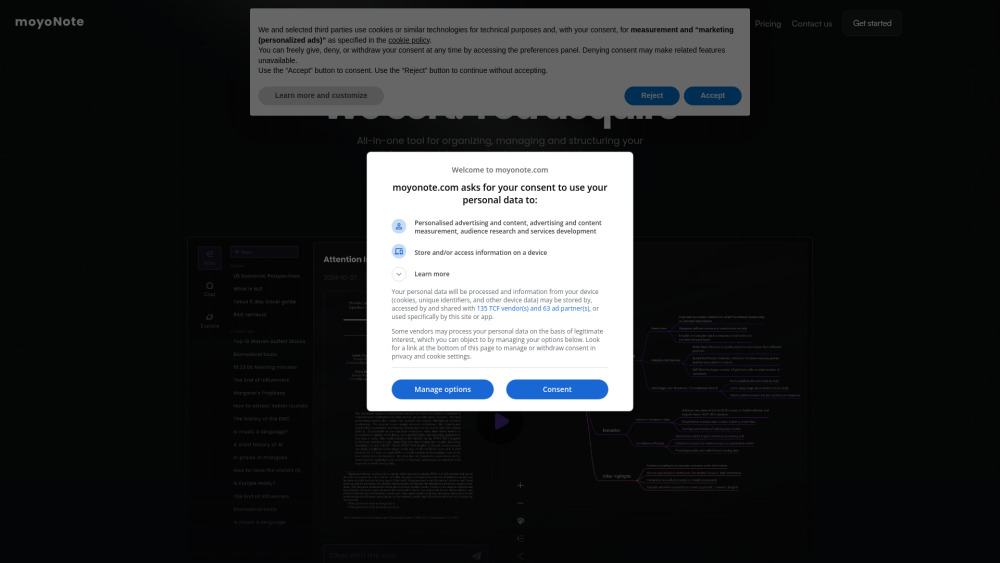 Moyonote website screenshot