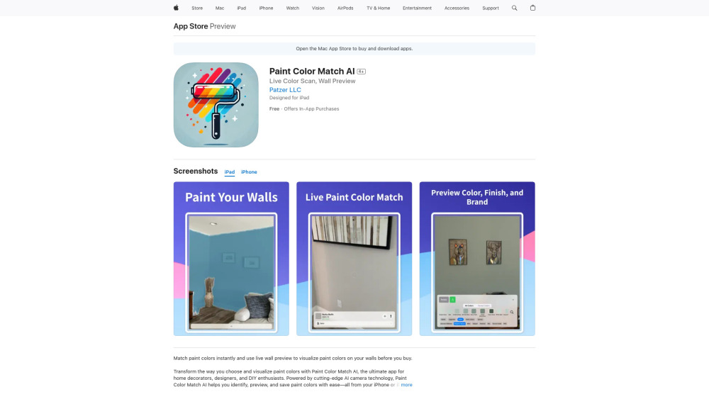 Paint Color Match Ai website screenshot