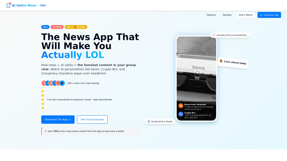 Ai Satire News website screenshot