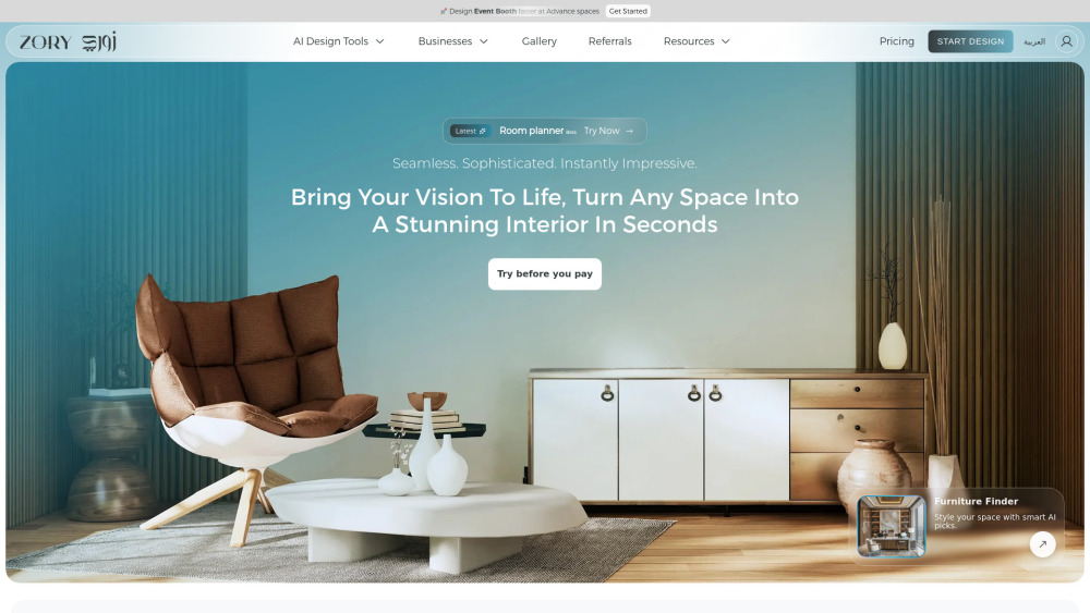 Zory Ai website screenshot