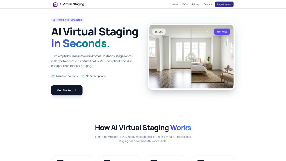 Ai Virtual Staging With One Click website screenshot