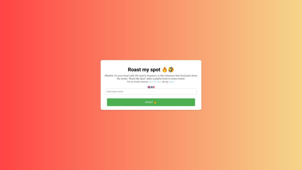 Roast My Spot website screenshot