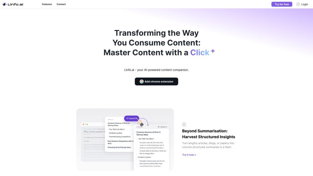 Linfo Ai website screenshot