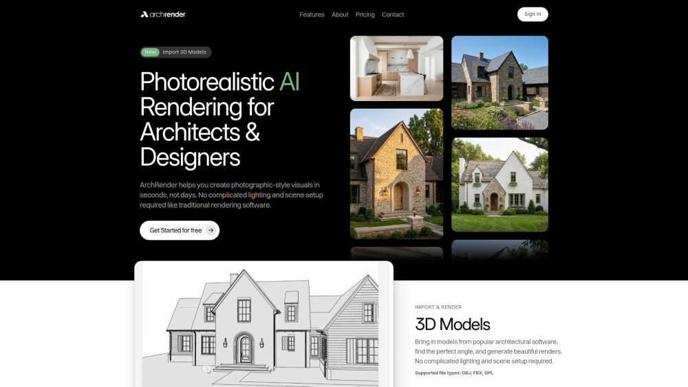 Archrender website screenshot
