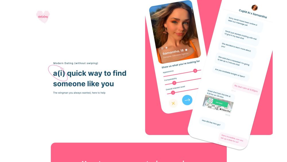 Dataing website screenshot