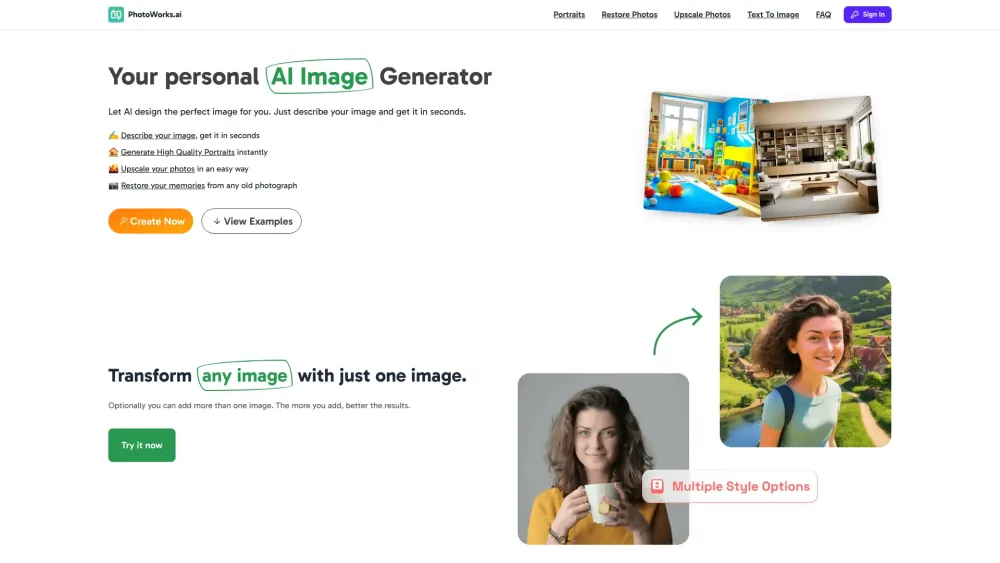 Photoworks Ai website screenshot