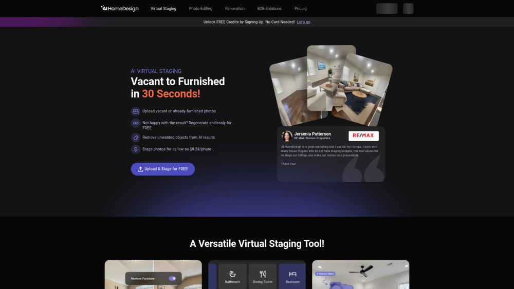 Ai Virtual Staging website screenshot