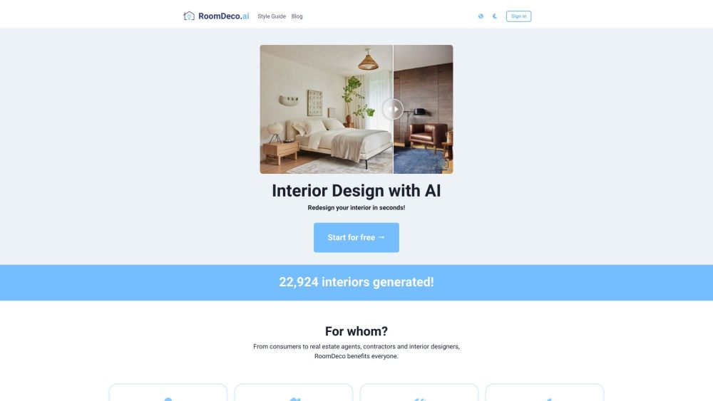Roomdeco Ai website screenshot