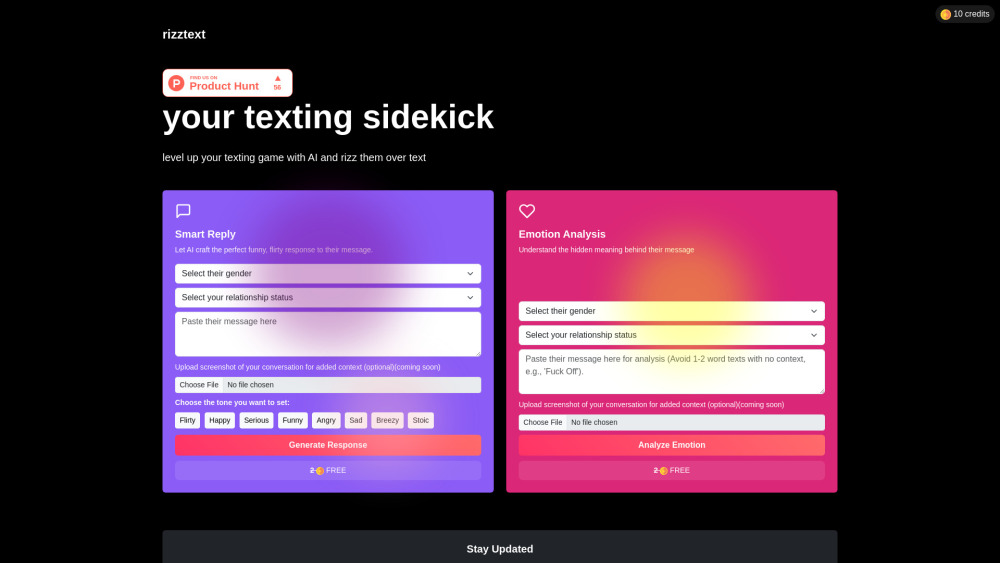 Rizztext Com website screenshot