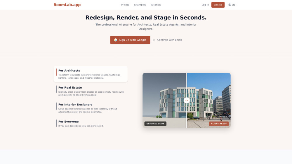 Roomlab website screenshot