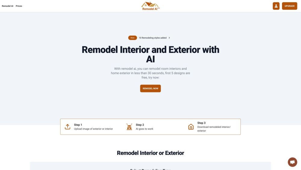 Remodel Ai website screenshot