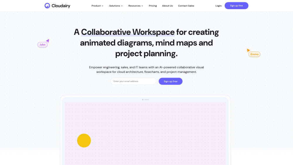 Cloudairy website screenshot