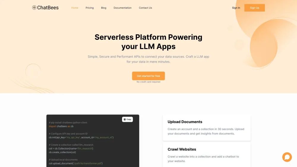 Chatbees Ai website screenshot